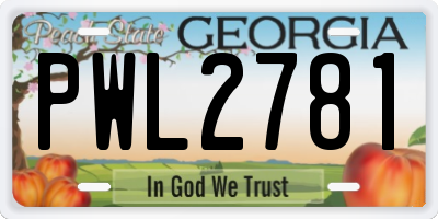 GA license plate PWL2781