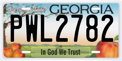 GA license plate PWL2782