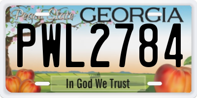 GA license plate PWL2784