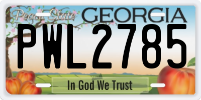 GA license plate PWL2785