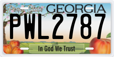GA license plate PWL2787