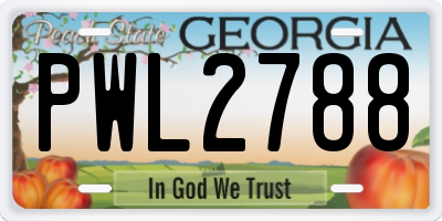 GA license plate PWL2788