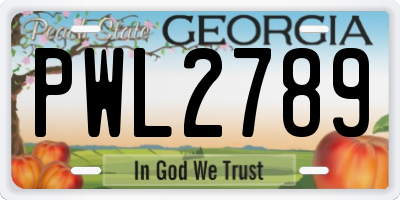 GA license plate PWL2789