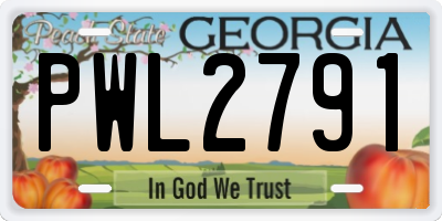 GA license plate PWL2791