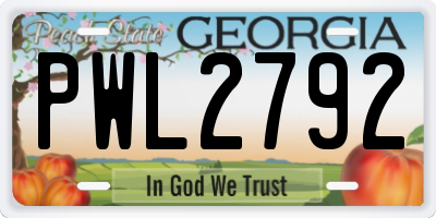 GA license plate PWL2792