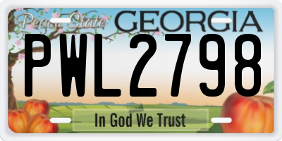 GA license plate PWL2798