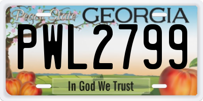 GA license plate PWL2799