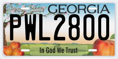 GA license plate PWL2800