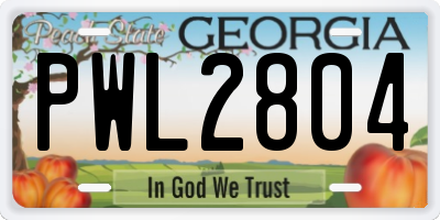 GA license plate PWL2804