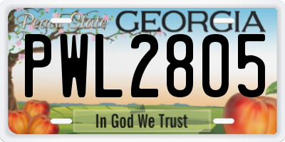 GA license plate PWL2805