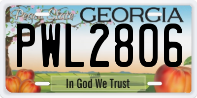 GA license plate PWL2806