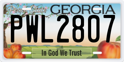 GA license plate PWL2807