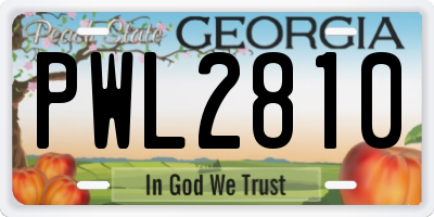 GA license plate PWL2810