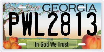 GA license plate PWL2813