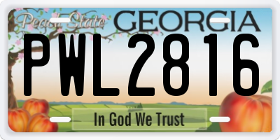 GA license plate PWL2816