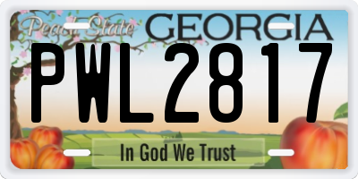 GA license plate PWL2817