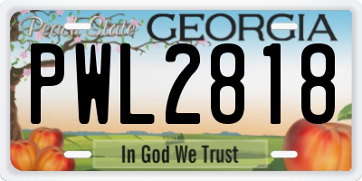 GA license plate PWL2818