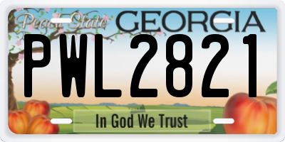 GA license plate PWL2821