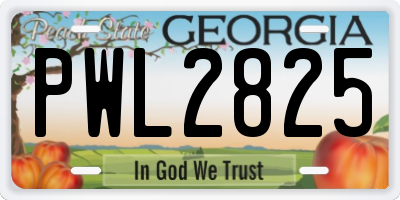 GA license plate PWL2825