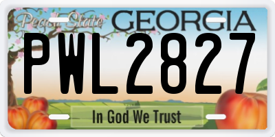 GA license plate PWL2827