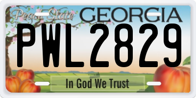 GA license plate PWL2829