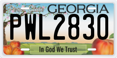 GA license plate PWL2830