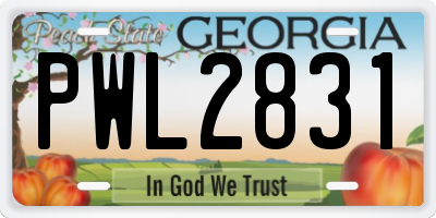 GA license plate PWL2831