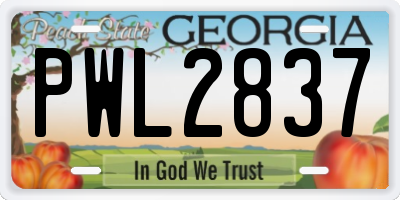 GA license plate PWL2837