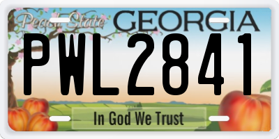 GA license plate PWL2841