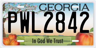 GA license plate PWL2842
