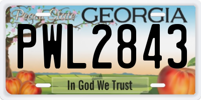 GA license plate PWL2843