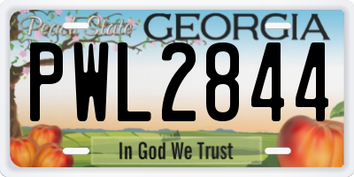 GA license plate PWL2844