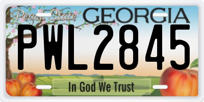 GA license plate PWL2845