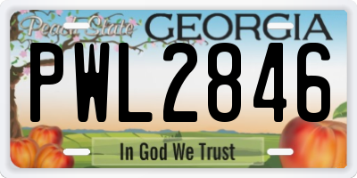 GA license plate PWL2846
