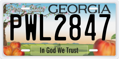 GA license plate PWL2847