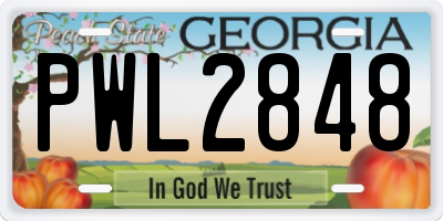 GA license plate PWL2848