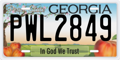 GA license plate PWL2849