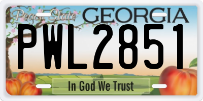 GA license plate PWL2851