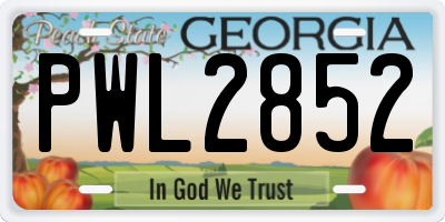 GA license plate PWL2852
