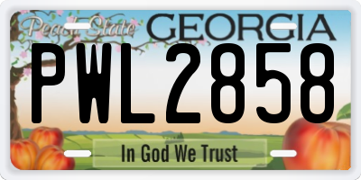GA license plate PWL2858