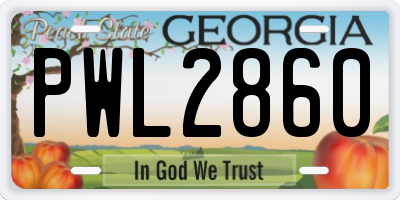 GA license plate PWL2860