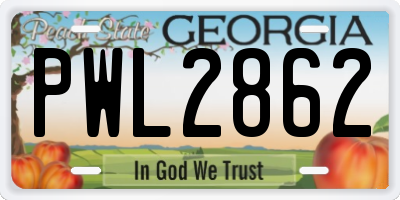 GA license plate PWL2862