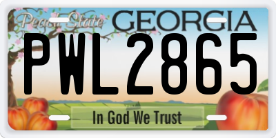 GA license plate PWL2865