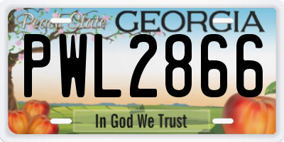 GA license plate PWL2866
