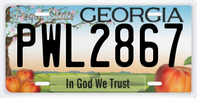 GA license plate PWL2867