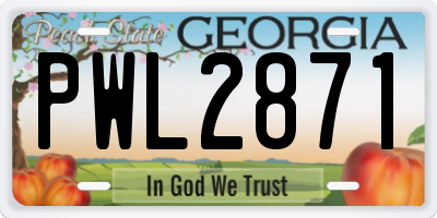 GA license plate PWL2871