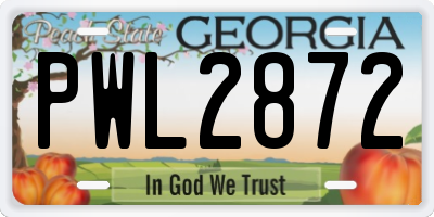 GA license plate PWL2872