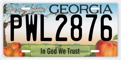 GA license plate PWL2876
