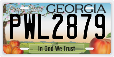 GA license plate PWL2879