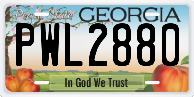 GA license plate PWL2880